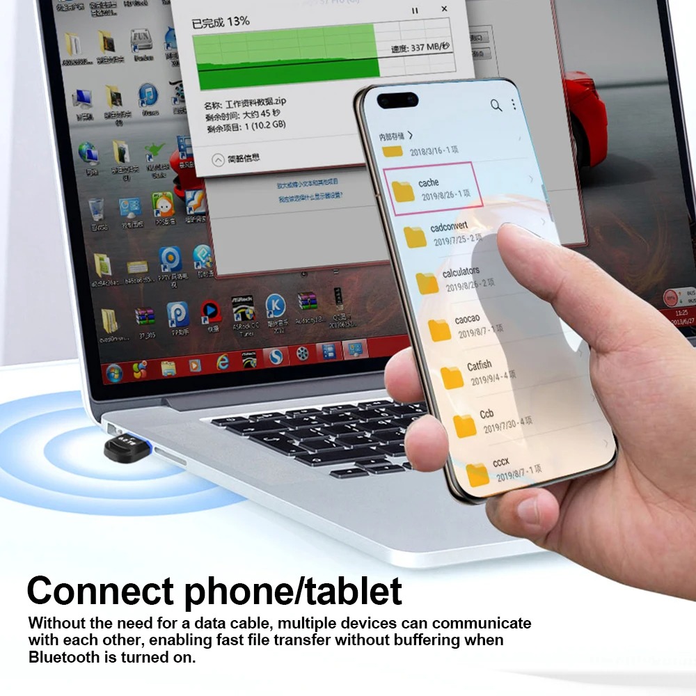 USB Bluetooth Adapter Bluetooth 6.0 Wireless Audio Receiver & Transmitter USB Adapter for PC Windows 11/10/8.1 Keyboard/Mouse