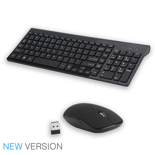 Jelly Comb — Clavier et souris multimédia sans fil, accessoire pour ordinateur 2,4G parfait pour un notebook ou portable discrets sans bruits à 102 touches: Black Enlish version