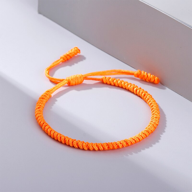 Handmade Bracelet Orange Braided Knot Rope Adjustable Charm Tibetan Buddhist Bracelets For Women Men Jewely Friend: Orange