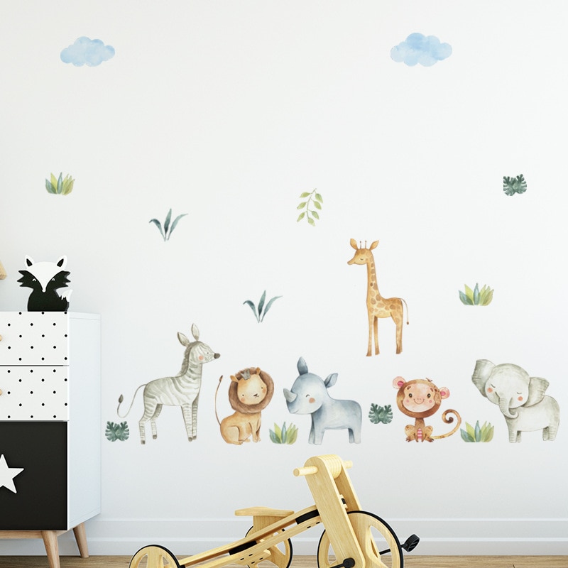 Zollor diy jungel dyr venner veggklistremerke miljøvennlig pvc hjem baby barn rom tegneserie veggmaleri dekaler barnehage sovesal dekor