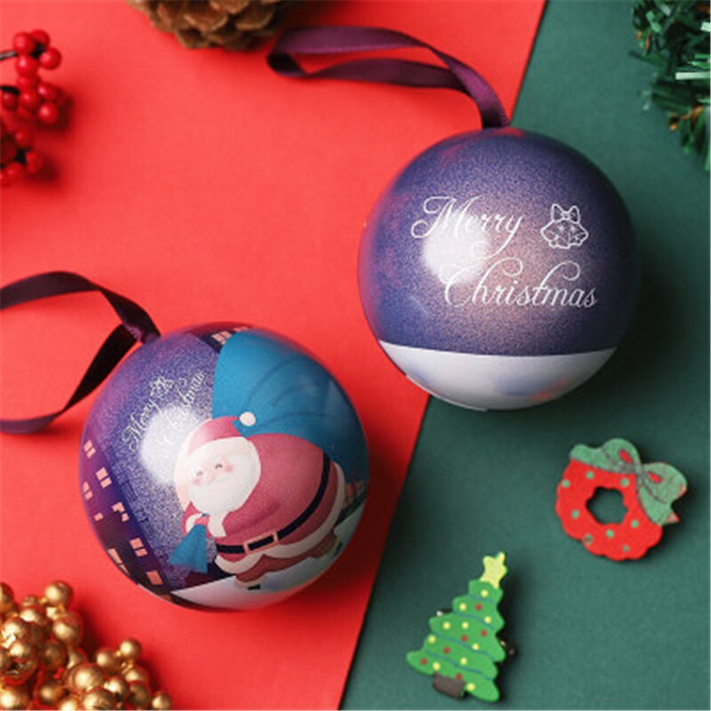 7 cm juletræ indretning kugle slik jar opbevaring xmas træ hængende bolde ornament indretning jul slik dåser kugle børn: C
