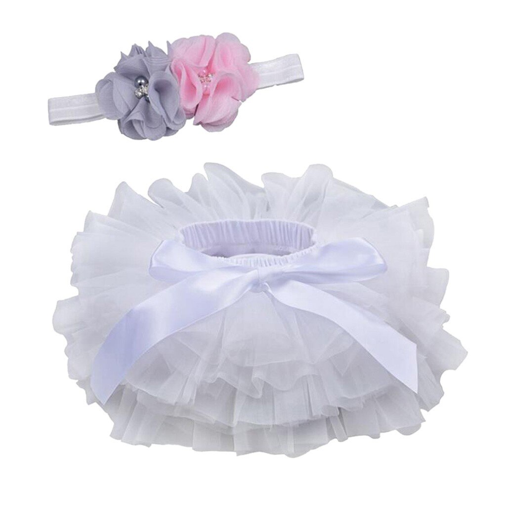 enfant en bas âge infantile enfants bébé fille d'été maille nœud cheveux bande danse Ballet fête princesse Tutu jupe pettijupe # p4: WHITE / 6M