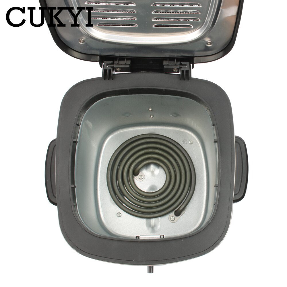 CUKYI 1.2L mini Electric deep fryer temperature adjustable french fries fryer removable stainless steel liner kitchen frying pan