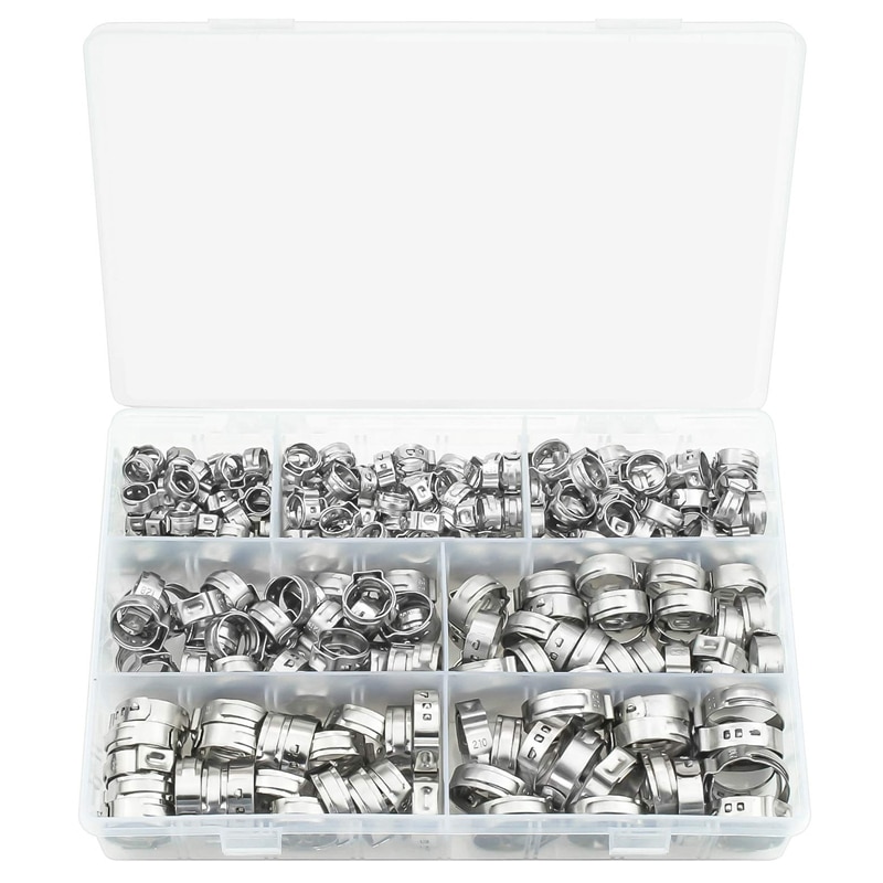 304 Rvs Single Ear Non-Staal Slangklem Classificatie Kit, 128 Stuks: Default Title