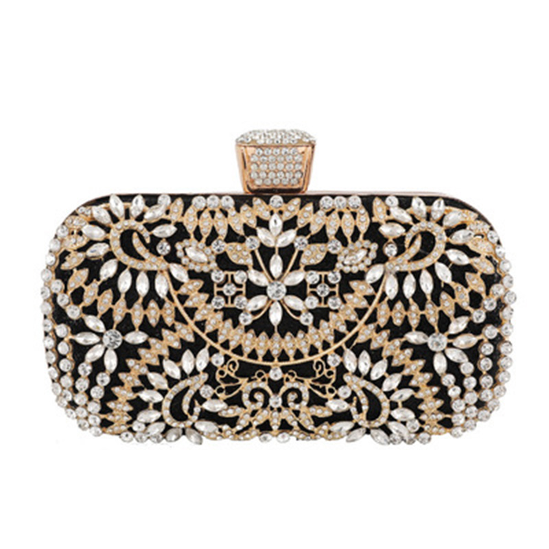 Women Flower Hollowed Out Crystal Clutch For Wedding Party Rhinestone Evening Bag Shoulder Bag BS88