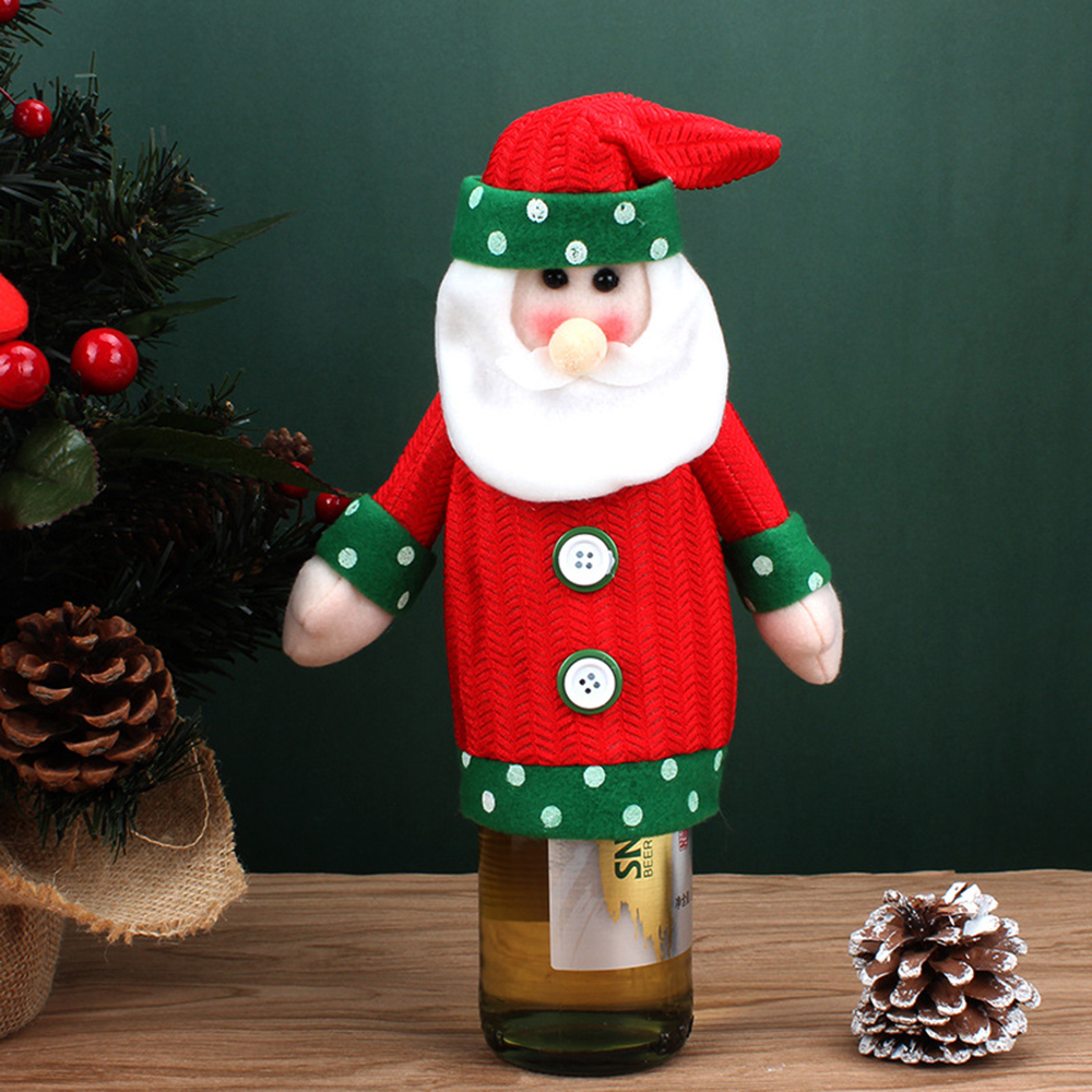 Christmas Wine Bottle Cover US Nordic Winter Xmas Champagne Bottle Clothes Cartoon Home Party Decoration Supplies: B