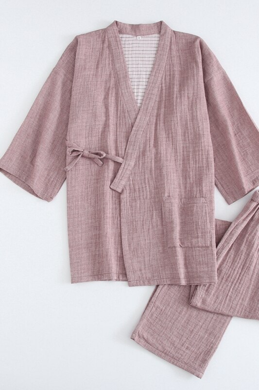 Kimono schlafanzug männer frühling und herbst männer der waschbar farbe Spinnen hause kleidung Japanische dünne männer Pyjama weichen baumwolle Blick
