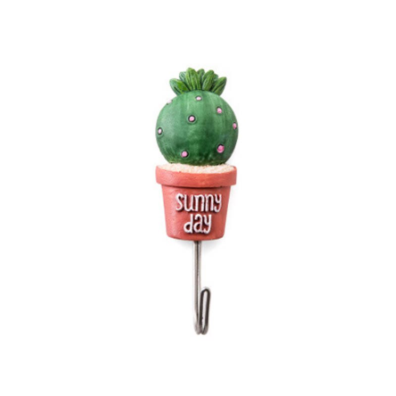 Accroche-porte en forme de plante 1 pièce | Cintres à vêtements Kawaii Cactus résine en acier inoxydable, crochet magnétique pour articles divers: pink dot
