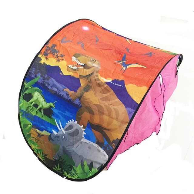 Børn drømmesenge telte tegneserie opbevaringslomme børn dreng piger nat sovende sammenfoldelig pop up madras telt legehus enhjørning: Rød