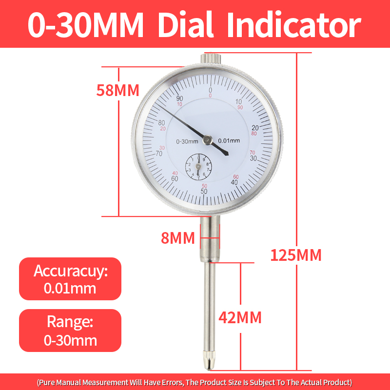 Meten Probes Lever Dial Indicator Elektrische Magnetische Houder Stand Dial Gauge Afstand Micrometer Meetinstrumenten Boring Gauge: 30mm Dial Indicator