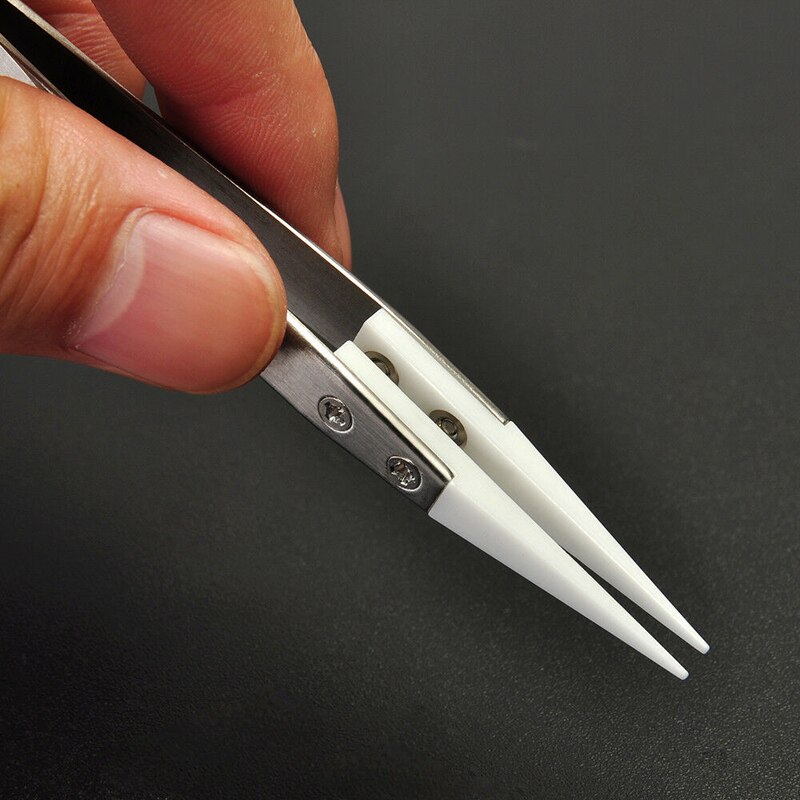 Pincettes en céramique de 12.5cm, pincettes à visée droite, outil à main, résistance aux hautes températures, outil de réparation de poignée en acier inoxydable