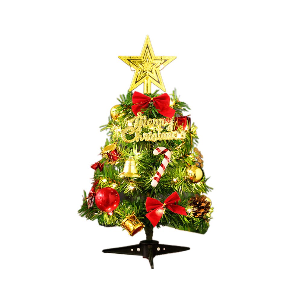1 Set Christmas Tree Small Cute Christmas Tree with Lights Home Office Shop Xmas Decoration Festival Party Supplies (No Battery)