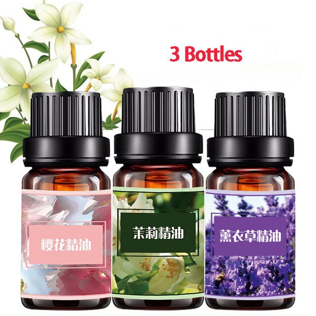 Air Humidifier Essential oil diffuser 300ML 500ML Ultrasonic Cool Mist Maker Fogger Humidifier LED Lamp Aroma Diffuser: 3Bottles oil