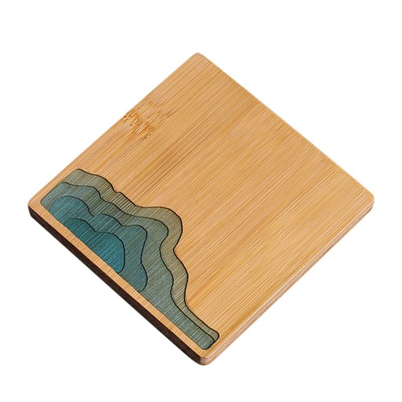 Chinois frais paysage caboteur napperon bambou caboteur résine moule ensemble plateaux à thé étanche isolation Pad antidérapant Table décor: A