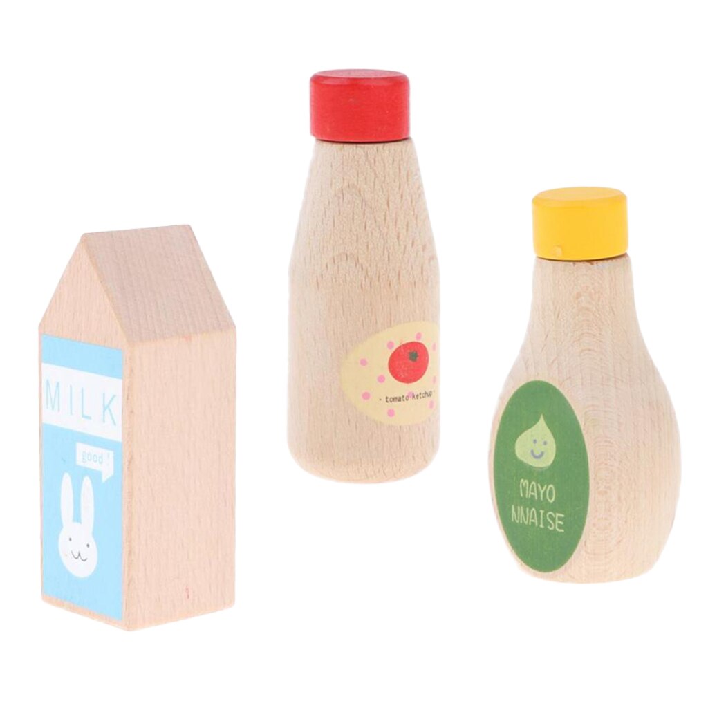 Condiments Tomato Ketchup Mayonnaise Bottle Wooden Pretend Toys