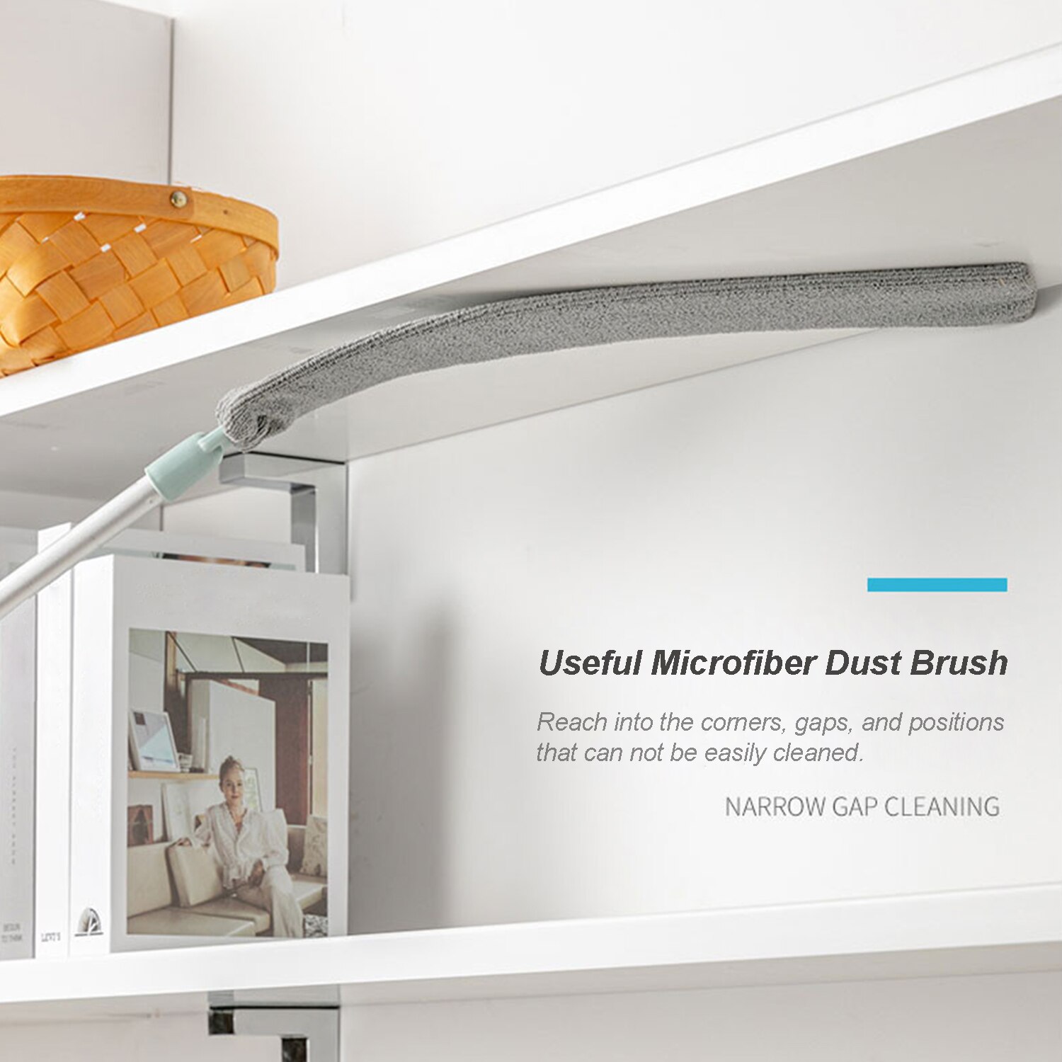 Microfiber Dust Brush Washable Microfiber Duster with Extension Pole Handle Mop Bendable Extendable Duster Wet or Dry