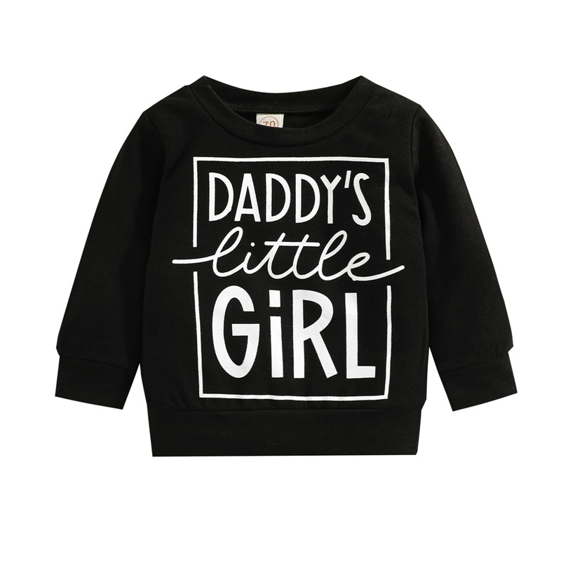 0-36m Baby Girls Casual Sweatshirts Spring Autumn Toddlers Letter Printing Bay Girls Long Sleeve Sports Pullovers: black / 18M