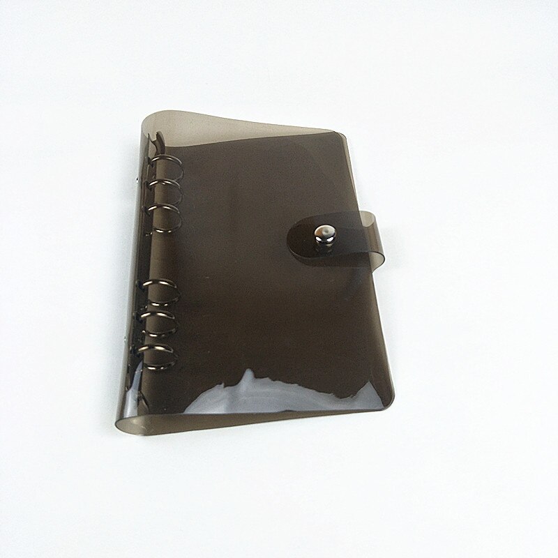 A5/A6/A7 Transparent Notebook Cover Loose-leaf Ring Binder PVC Waterproof Clear Cover Travel Notebook Stationery Cover 1pc: A7-black
