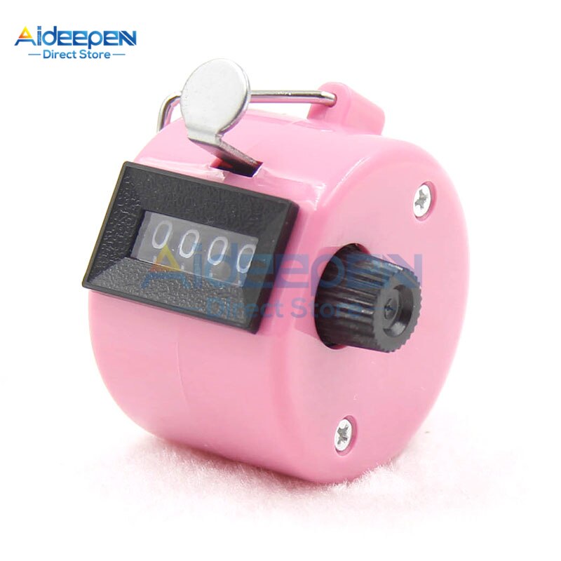 Hand-held Mechanische 4 Digit Teller Plastic/Metalen Tally Counter Palm Clicker Nummer Tellen Voor Data Statistieken Cargo opruimen: Plastic pink