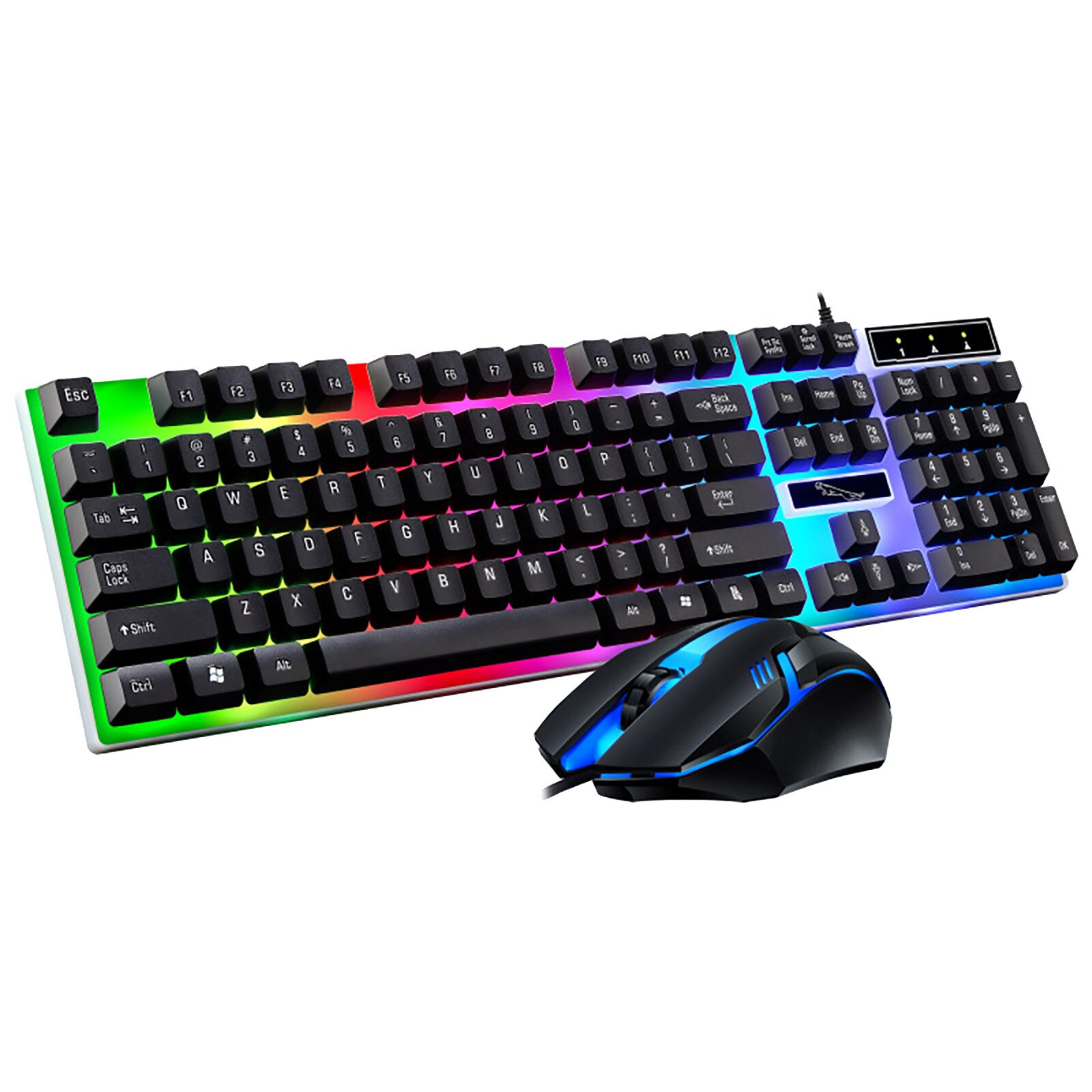 Colorful LED Gaming Keyboard For Computer Illuminated Backlit USB Wired PC Rainbow Gaming Keyboard Mouse Set Home Office