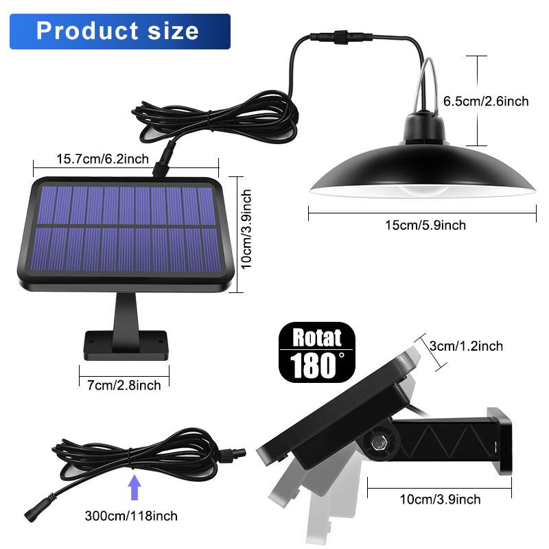 Dupla cabeça solar luz pingente à prova dwaterproof água ao ar livre solar lâmpada 3m linha de extensão super brilhante lâmpada para jardim corredor casa decoração