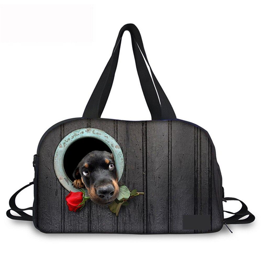 Diseños extravagantes 3D para perros con patrón de rosas impresas, bolsa de viaje de gran capacidad, informal, para equipaje de mano, de viaje, fin de semana: C0191T