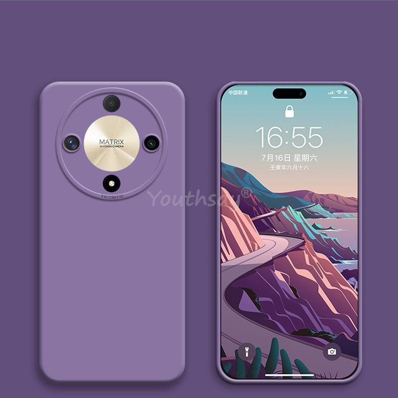 Hoesje voor honor  x9b met camerabescherming, vloeibare siliconen hoes, anti-telefoonhoesje voor honor  x9b  x9b: Paars