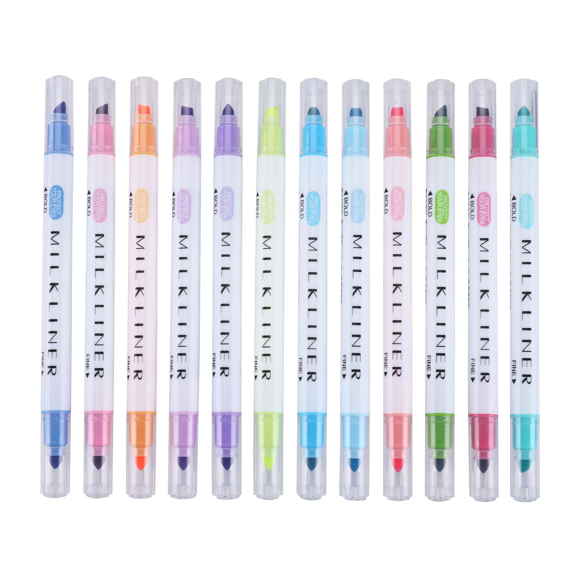 12 Pcs/set Cute Japanese Stationery Zebra Mild Liner Double Headed Fluorescent Pen Milkliner Pen Highlighter Pen Mildliner