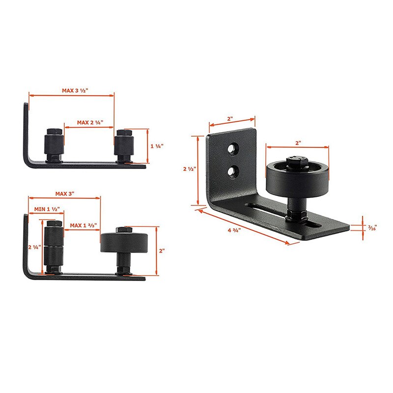 Adjustable Wall Mount Guide with 8 Different Setups for Barn Door Hardware - Black Powder Coated - Flush Bottom - Perfect Fit Fo
