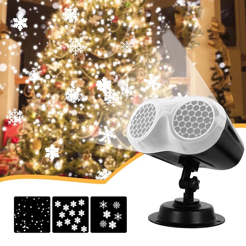 Luces LED de discoteca de Navidad, lámpara de proyección de copo de nieve, Binocular dinámico para exteriores, decoración de luz de tormenta de nieve para en casa