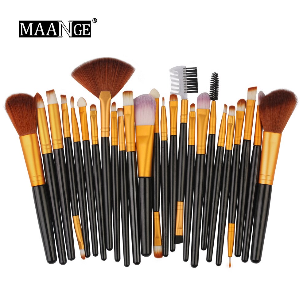 Maange maange 25-Juego de brochas de maquillaje, herramienta de belleza, de: S hj25 Branch Rod Black Gold Tube