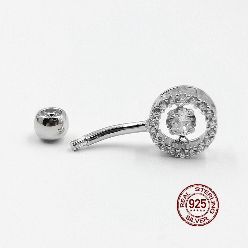 Hellolook Swingende Zirkoon Charmes Navel Piercing 100% 925 Sterling Zilver Buik Ring Luxe Zirkoon Double Layer Belly Button Ring