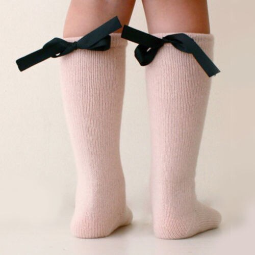 Spedbarn baby barn jente sløyfe perlestrømpe solid bomull strømpebuksestrømper høst vinter prinsesse varme tights sett 0-7y