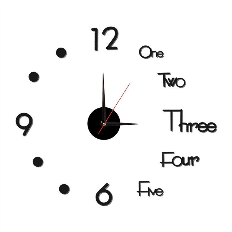 Diy Muur Digitale Klok Frameloze Acryl 3d Klok Wandklok Met Lichtgevende Mute Sticker Woonkamer Slaapkamer Muur Decoratie: Black