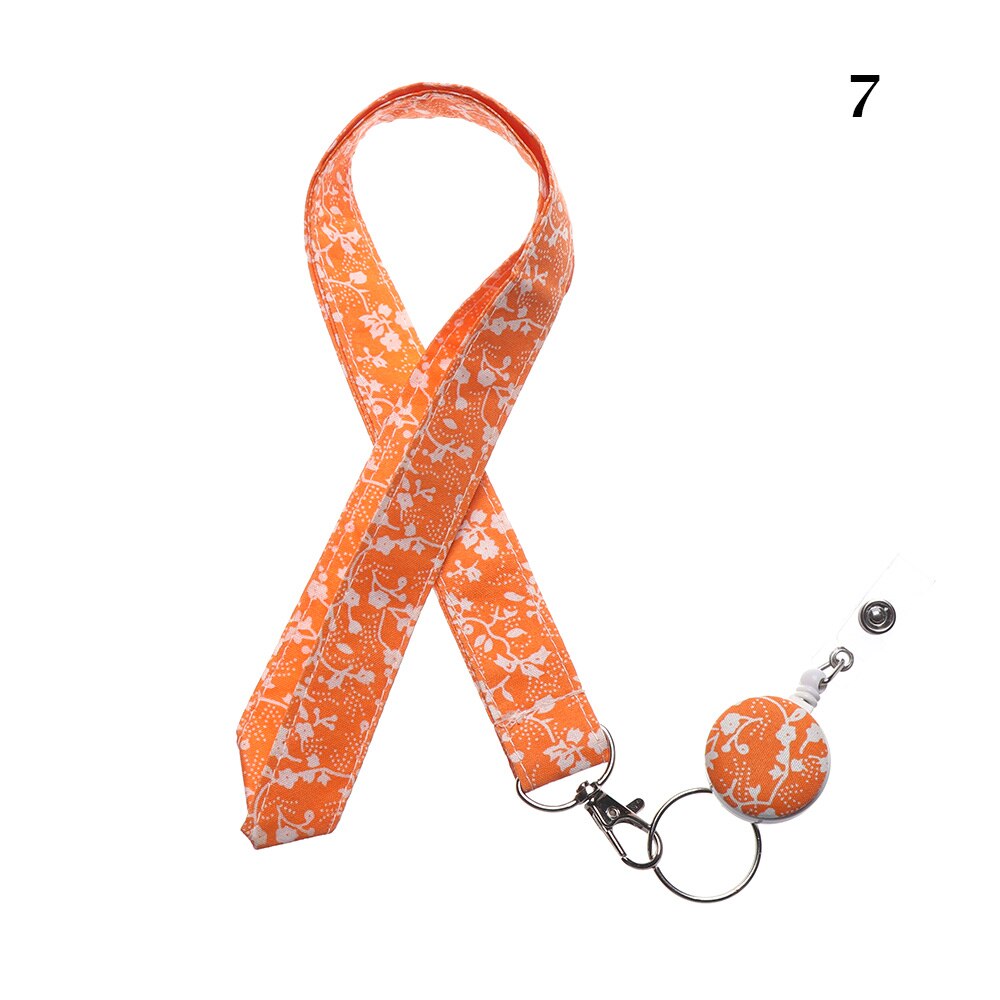 1PC Printed Fabric Lanyard Badge Reel ID Card Holder Clip Mobile Phone Neck Hanging Rope Floral Print Straps Office Supplies: 7