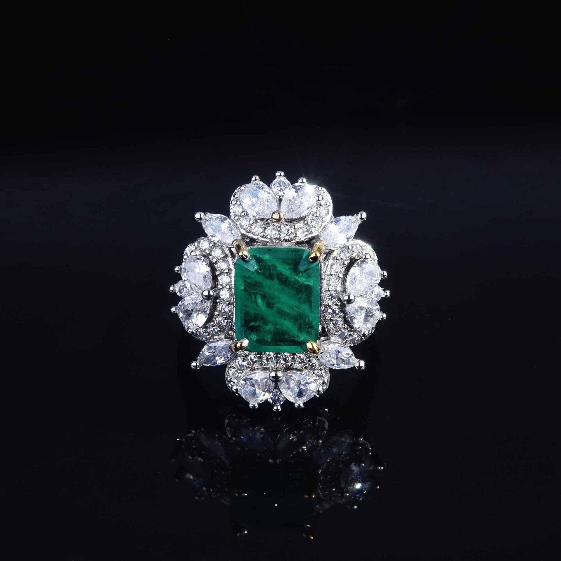 Luxus Jahrgang Silber Farbe Schmuck einstellen Platz Natur Kristall Stein Hochzeit Braut Partei Schmuck Ring/Ohrring/Halskette