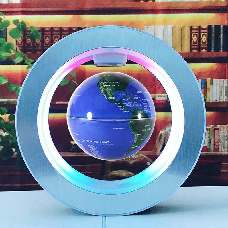 4Inch Magnetische Levitatie Globe Ronde Frame Globe Roterende Magnetische Bal Air World Map Voor Kantoor Set Off