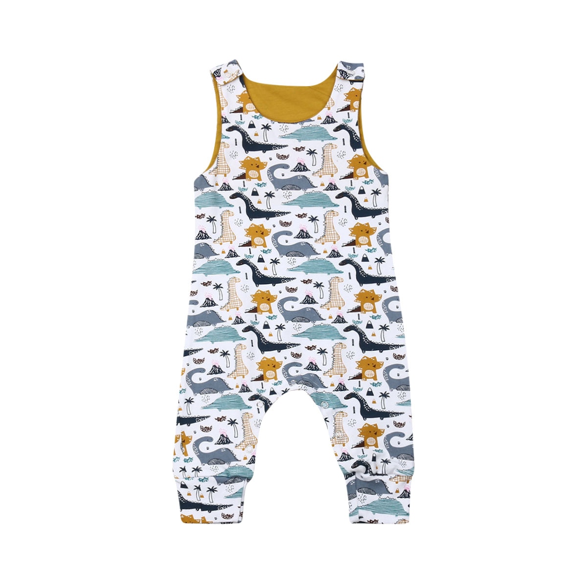 Newborn Kid Baby Boy Rompers Dinossauro Roupas de Verão Sem Mangas Jumpsuit Romper Para O Bebé Sunsuit Roupa 6-24Months: 18 m