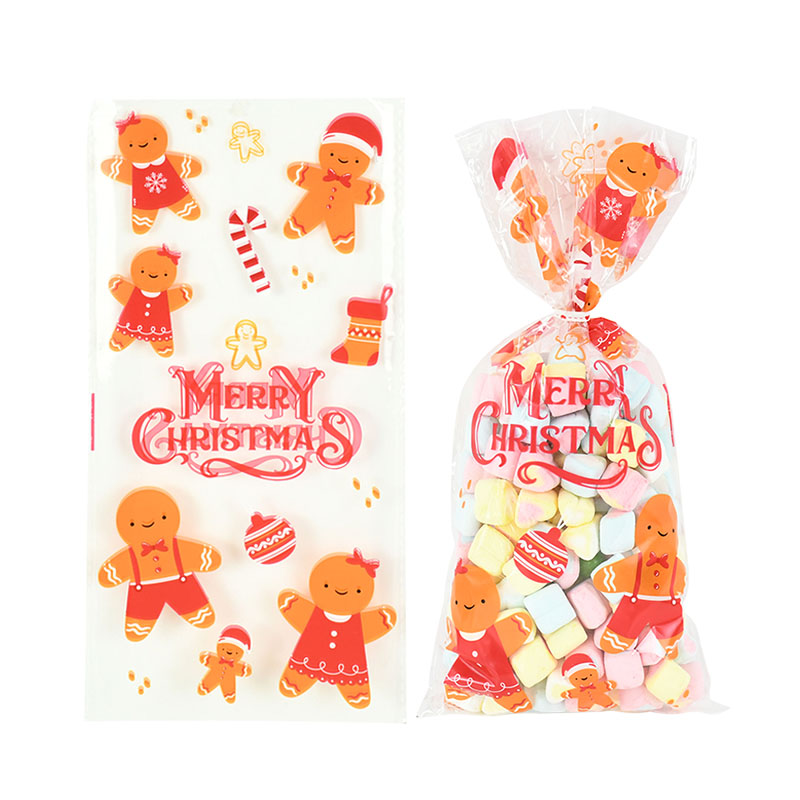 50Stck Weihnachten Tasche transparent Kunststoff Taschen Für Weihnachten Heimat Süßigkeiten Kekse Einkaufen Kekse Verpackung Taschen: B04