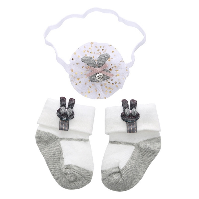 0-12M Kleinkind Baby Großen Samt strecken Haarband Krone Blume Unterhose Weiche Nicht-Unterhose Baumwolle Socken 2 stücke freundlicher freundlicher Headwear: F