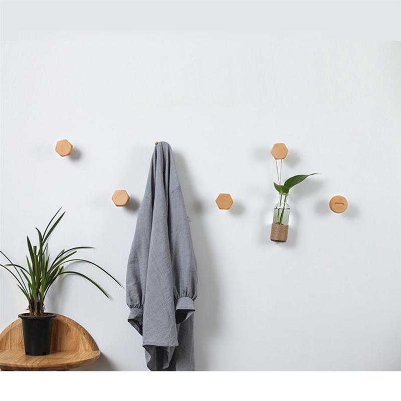Gancho decorativo de madera maciza para abrigos, colgador de pared de madera para colgar en la pared, colgador de botón, accesorio para hogar cruzado de haya