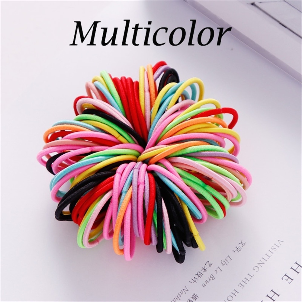 100 stks/partij Meisjes Snoep Kleuren Nylon 3CM Elastiekjes Kinderen Veilig Elastische Haarbanden Paardenstaart Houder Kids Haar Accessoires