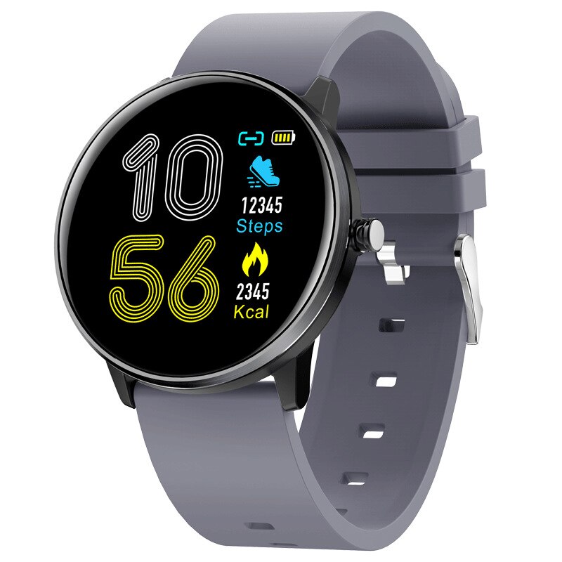 Heren dames smartwatch smartband volledig scherm touch  ip68 waterdichte hartslagmeter fitness tracker smartwatch voor ios android: Grijze siliconen