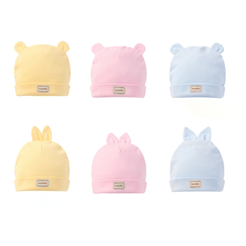 3 Kleur Eslatic Hoofddoek Dubbele Laag Katoenen Baby Caps & Hoeden Met Slabbers Set Roze Geel En Hemelsblauw voor Pasgeboren Baby Hoed
