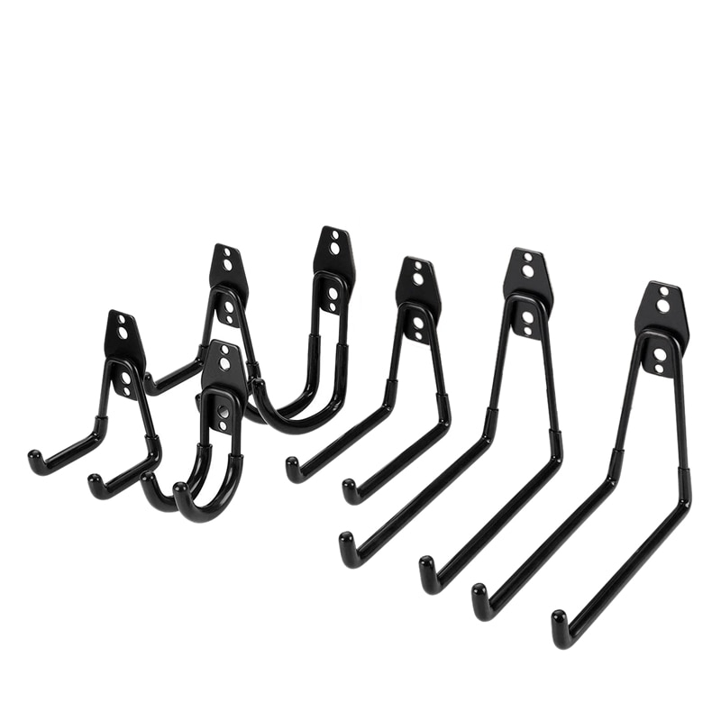 8 Pack Heavy Duty Garage Storage Hooks for Ladders & Tools, Wall Mount Garage Hanger Organizer with Anti-Slip Coating