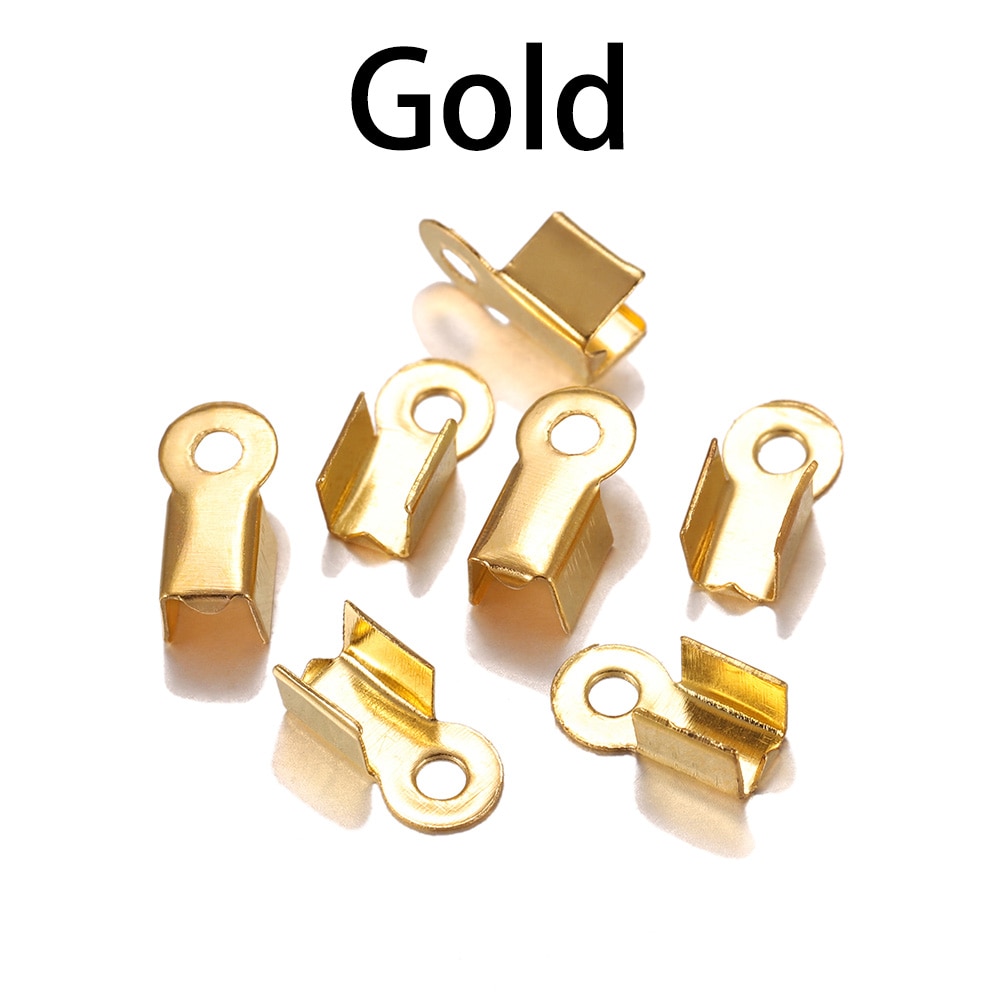 Fermoirs à crique, embouts de cordon, ruban de ficelle, pointe de Clip en cuir, connecteurs de perles à sertir pliables pour la fabrication de bijoux, fournitures de travaux manuels, 200 pièces/lot