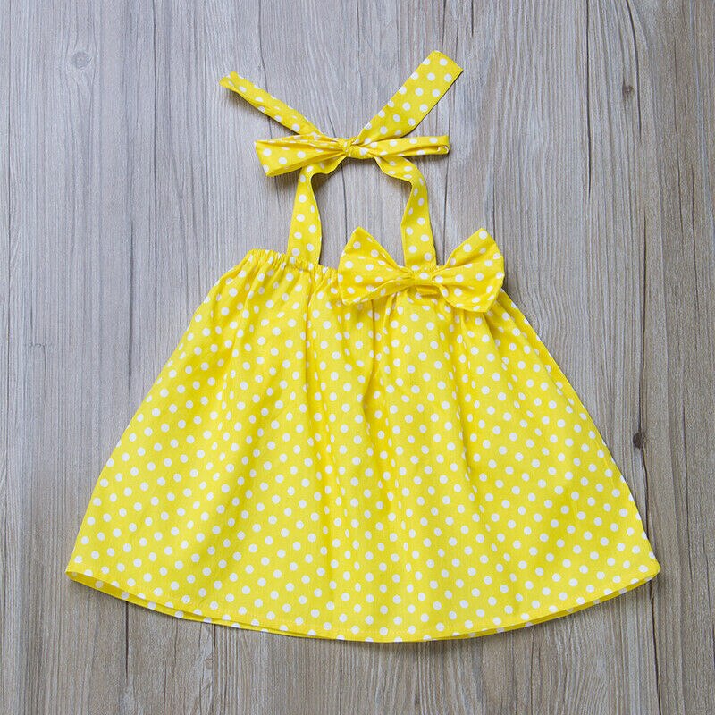 Vêtements d'été pour bébés filles | Vêtements pour bébés filles, T-Shirts hauts, sans manches, avec sangle imprimée de points, jaune, 0-24M