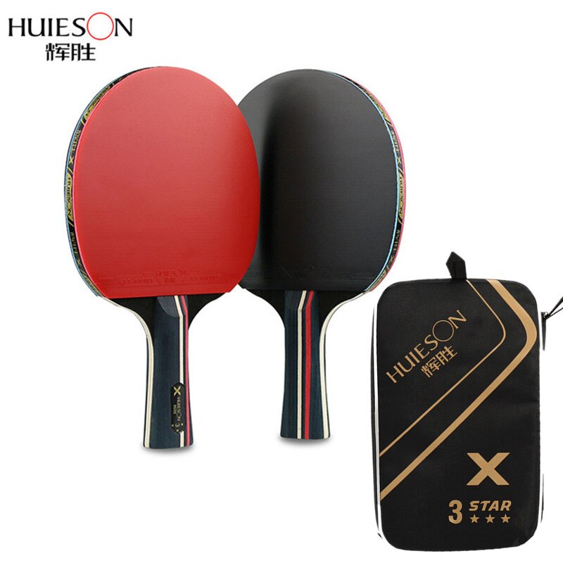 Huieson – ensemble de raquettes de Tennis de Table 3 étoiles, Double Face, boutons en caoutchouc, attaque rapide, avec sac gratuit