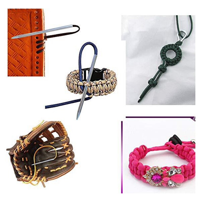 10 Pieces Paracord Stitching Kit, Umbrella Cord Needle Set Contains Stainless Steel Paracord Needle And Smoothing Tool