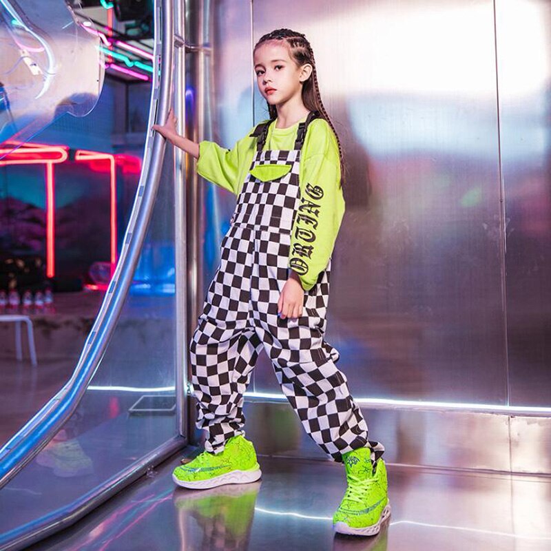 Crianças roupas de dança jazz ballroom dance festival trajes moletom tops calças hip hop trajes para meninas mostrar roupa de palco